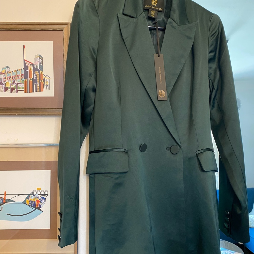 Elegant Dark Green Double-Breasted Blazer